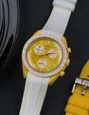 Curved Vertech Rubber Strap - White & Yellow Stitches - OM Luxury